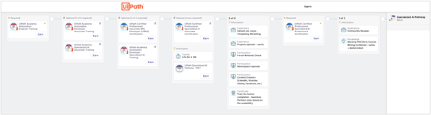 Screenshot example of UiPath's Pathway requirement