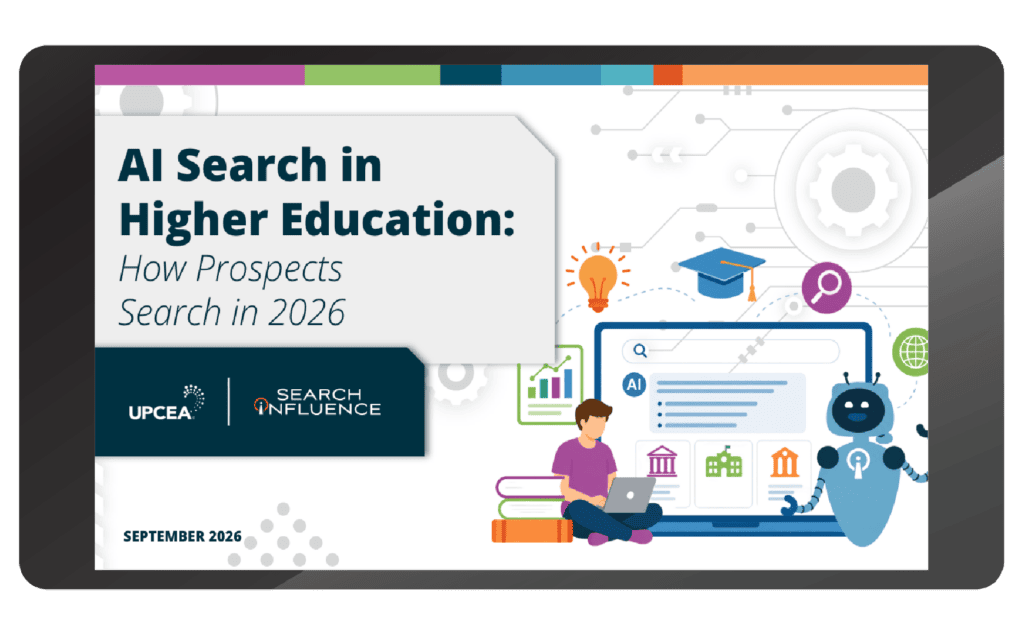 AI Search in Higher Education: How Prospects Search in 2026 | UPCEA and Search Influence | September 2026 report cover